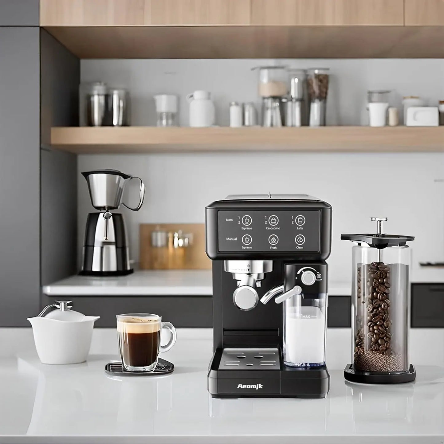 Aemojk Espresso Cappuccino Coffee Machine One Touch Office