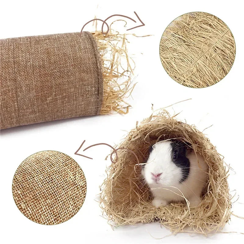 Rabbit Hideaway Toy Grass Straw Bunny Toy Tunnel Hamster Accessories For Guineapig Chinchilla Ferret Rats Rodent Cage NEW
