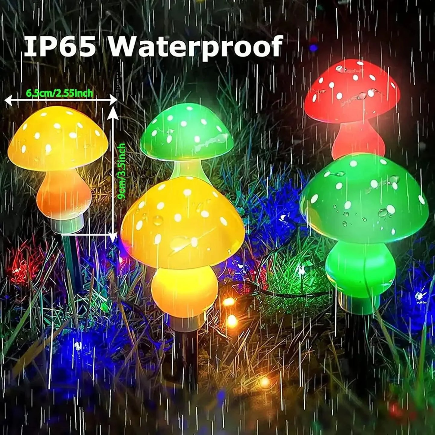 8pcs/set Outdoor Mushroom Solar Garden Lights 50 LED 8 Modes Waterproof Fairy String Light for Yard Patio Outside Decor
