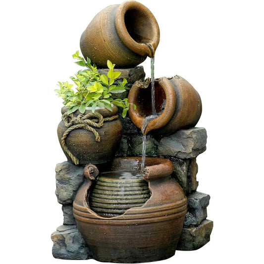 Jeco FCL055 Outdoor Multi Tiered Water Fountain Flower Pots