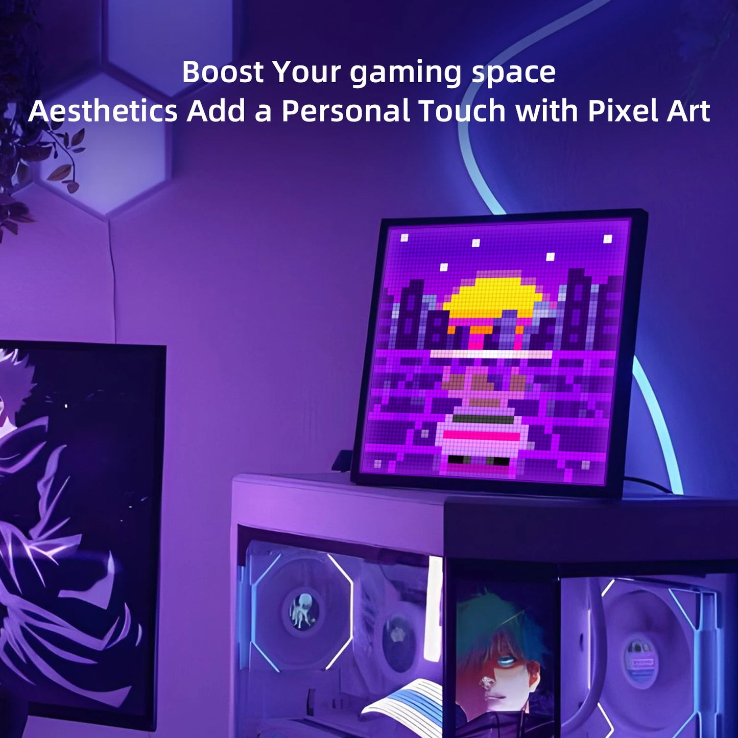 Divoom Pixoo 64 WiFi 64 X 64 LED Panel for Gaming Room Decoration Pixel Art Display WiFi Cloud Digital Frame with APP Control,