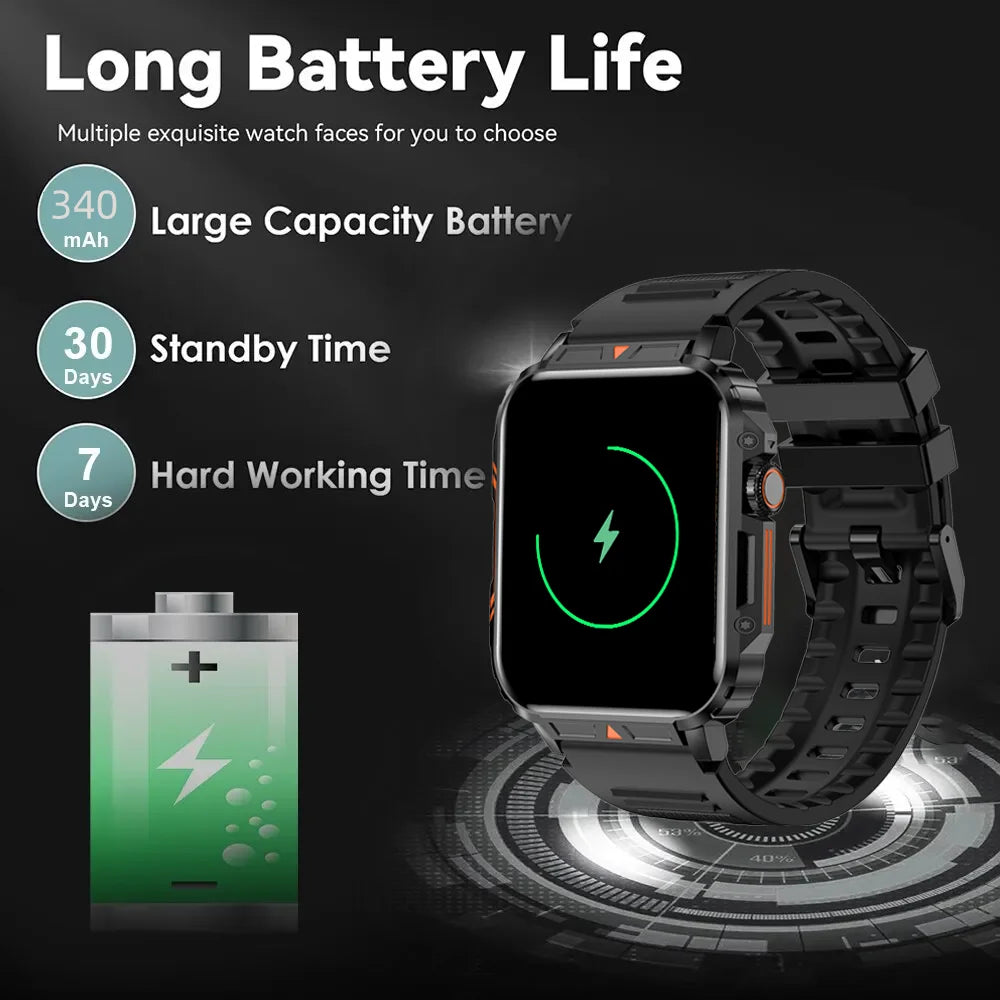 SENBONO Military Men Smart Watch Bluetooth Call 24/7 Heart Rate Monitor IP68 Waterproof 100+ Sport Mode Smartwatch for Men Women