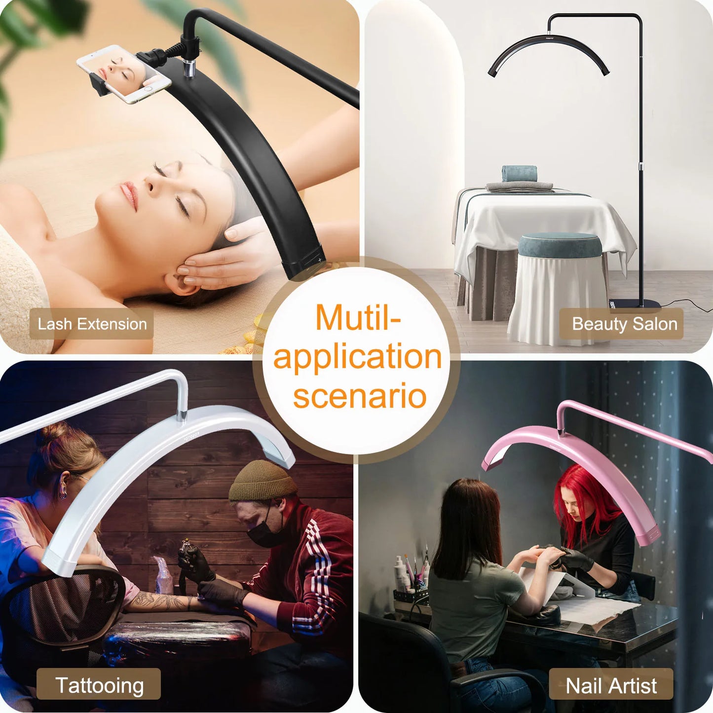 Fosoto Half Moon LED Video Light For Tattoo Eyelash Fill