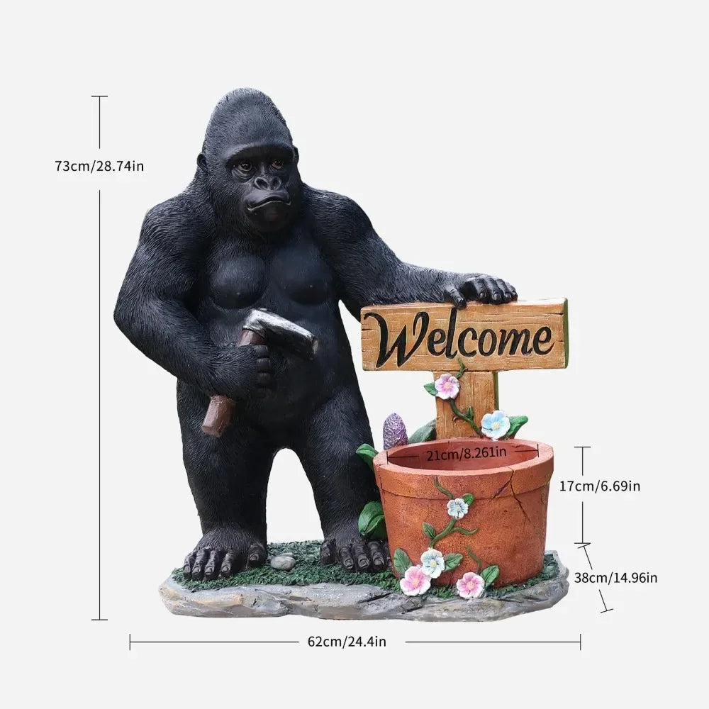 Unique Statues Planter Gorilla Statue - Gorilla Flower Pot Kingkong Garden Sculptures Animal Landscaping Ornament