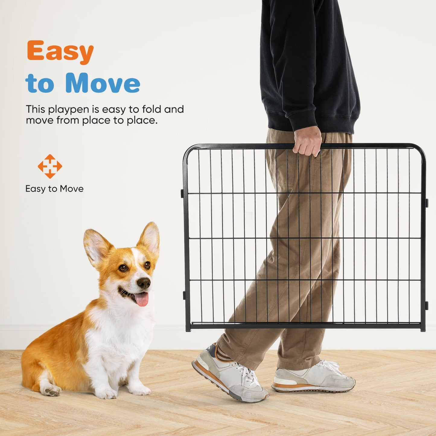 JHK 8 Panel Dog Playpen Indoor Pet Fence Exercise for Yard Gate Heavy Duty Crates
