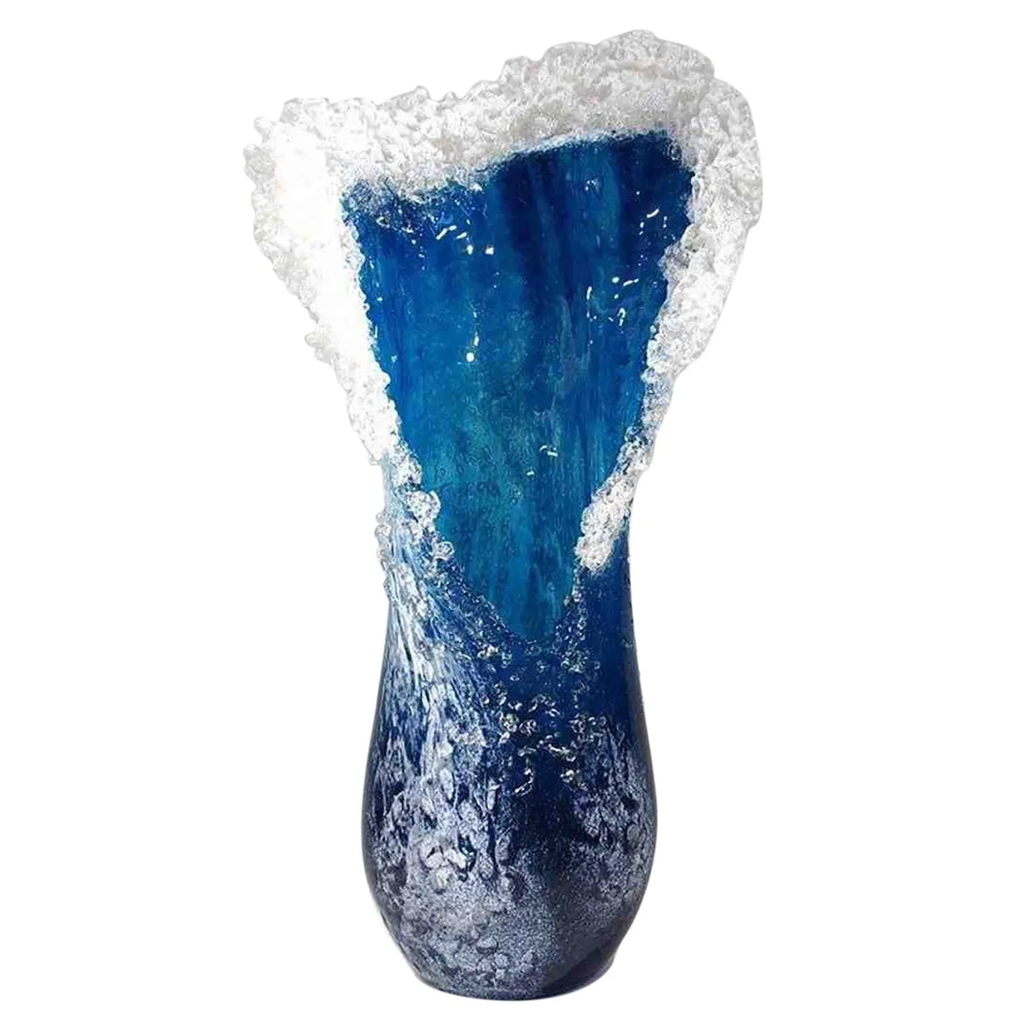Sea Wave Vase Wavy Resin Blue Decor for Office Living Room Coffee Shop