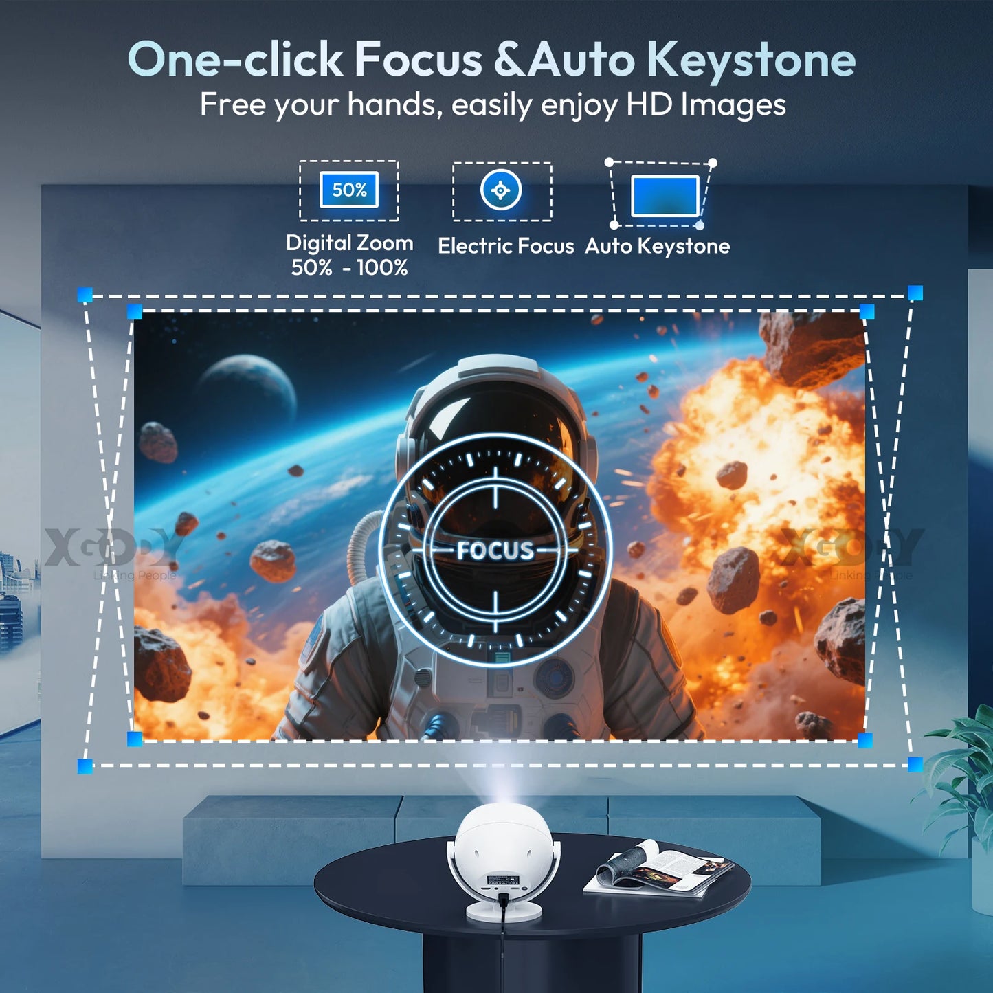 XGODY 350 ANSI 4K Portable Android Projector Home Theater
