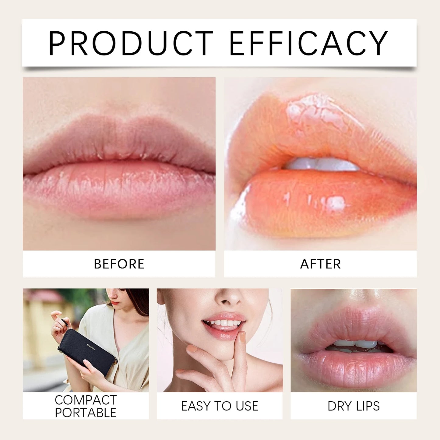 Moisturizing Beige Lip Balm Reduces Lip Lines Long Lasting Rejuvenates Lips Non-stick Cup Female Makeup Tools & Accessories