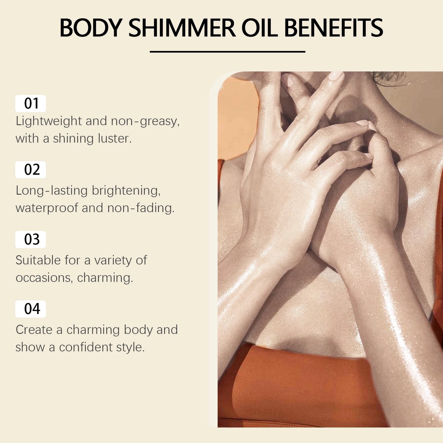 Body Glitter Oil 100ml Sexy Luminescent Oil Liquid Fine Gloss Oil Contouring Gold Quick-Dry Waterproof Body Shimmer Oil Contour