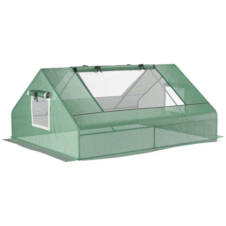 Mini Greenhouse, Small Green House, Garden Planting Shed, Outdoor Flower Planter Warm House with Zipper Windows and Door, Green
