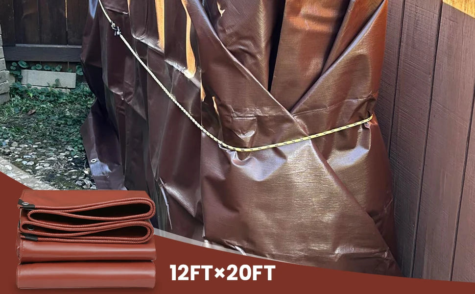 12 X 20ft Large Tarpaulin Waterproof Heavy Duty Tarp Rain Cover Reinforced Multipurpose Outdoor Garden Backyard Awning Canopy