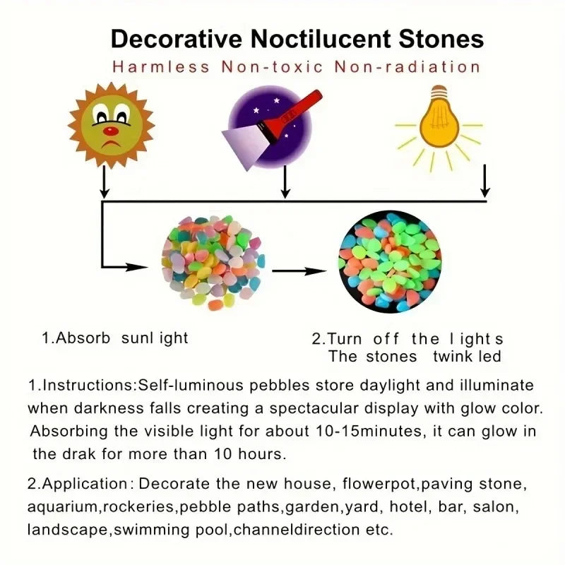 Glow In The Dark Garden Pebbles 100 Pcs For Outdoor Use