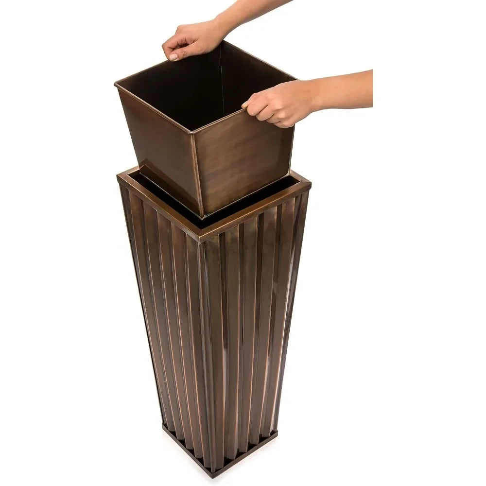 Tall Outdoor Planter Stainless Steel With Drip Tray