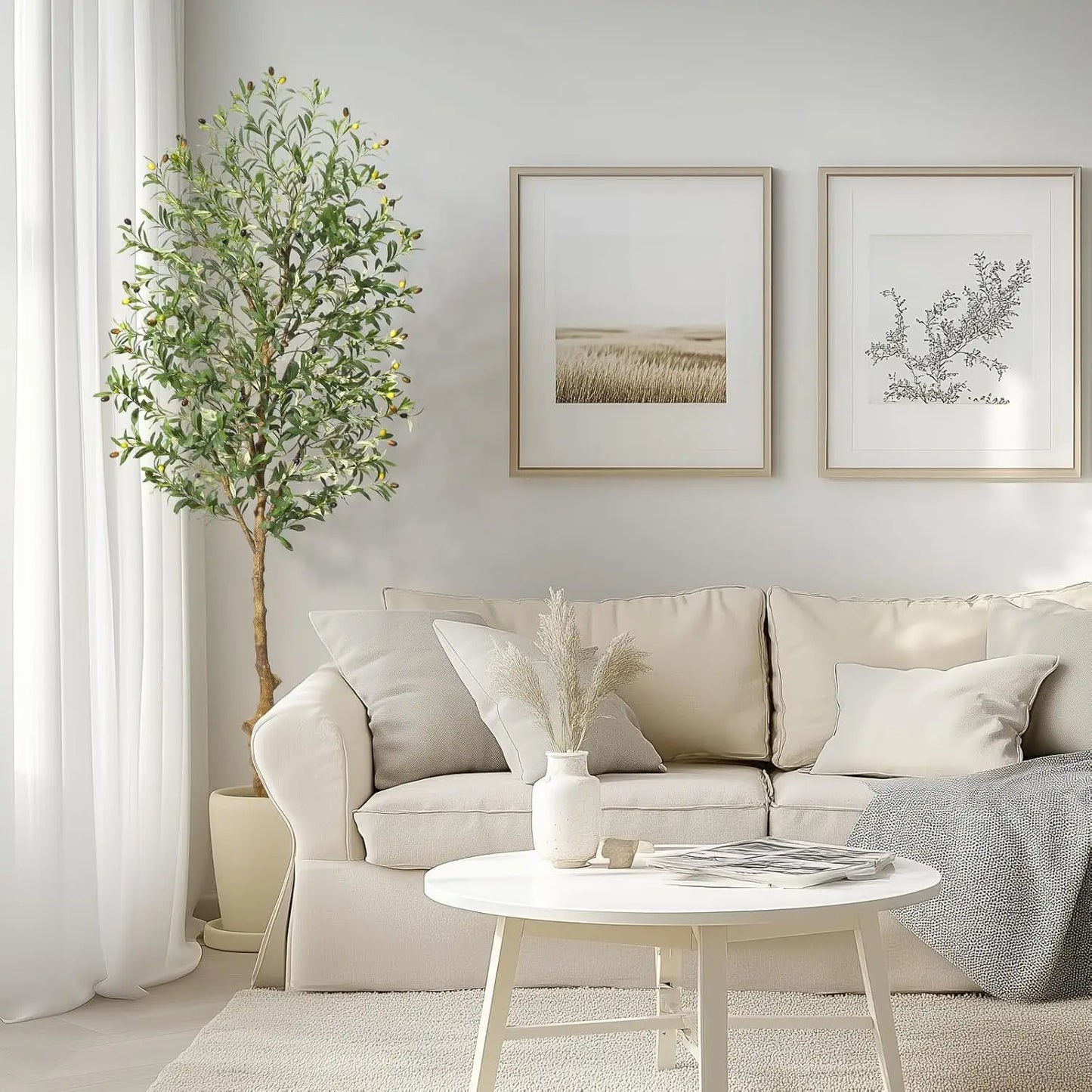 Faux Olive Tree 7FT Tall fake Olive Trees with Branches Fruits Large Artificial Olive Trees for Home Living Room Decor Indoor