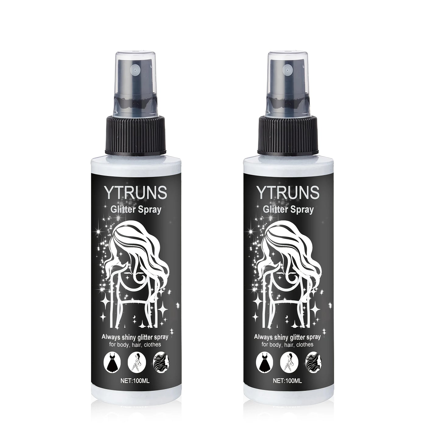 2 Pack Quick Dry Glitter Spray Kit For Hair And Body Gloss