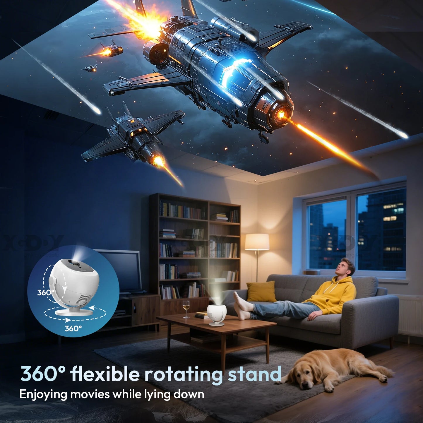 XGODY 350 ANSI 4K Portable Android Projector Home Theater