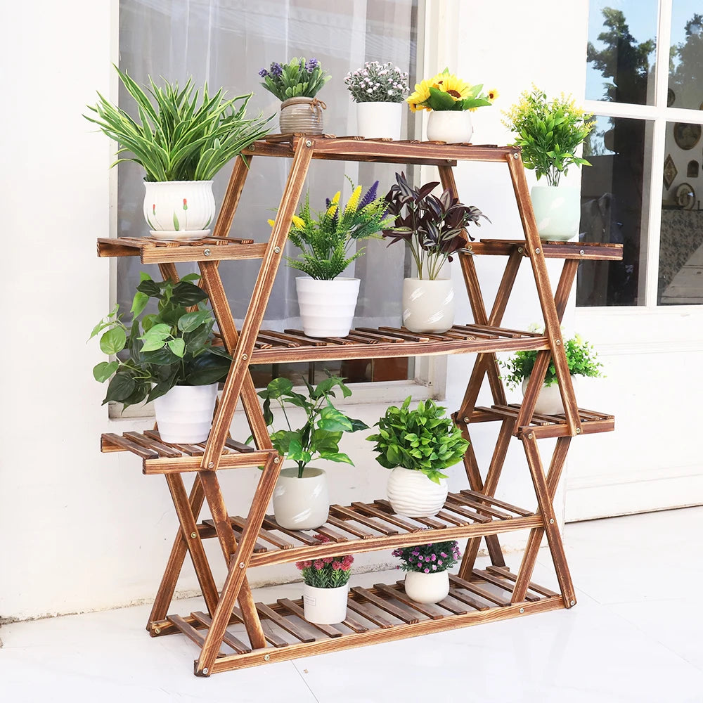 Extra Large Eight Tier Pine Wood Plant Stand Bonsai Shelf