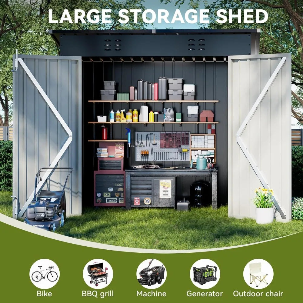 Metal Garden Shed 6x4 Outdoor Storage With Lockable Doors