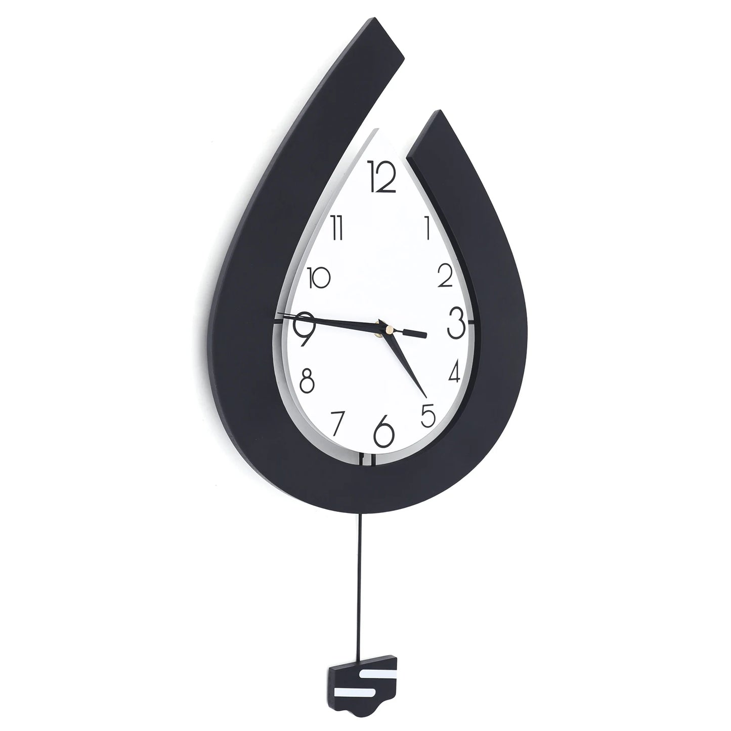 Loyalheartdy Large Swing Wall Clock for Living Room Modern Decor Silent Pendulum Wall Mount Teardrop Shape Clock Decoration
