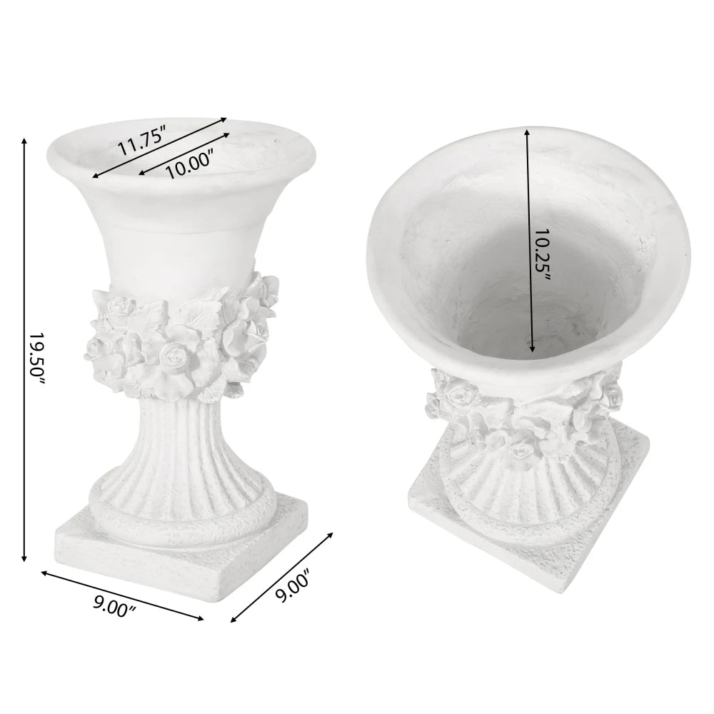 Antique White Garden Outdoor Urn Planter Magnesium Oxide