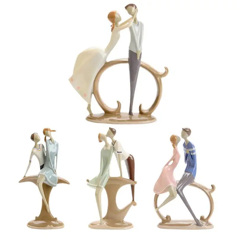 Couple Sculptures Home Decor Wedding Ornament Lovers Statue Romantic Couple Sculpture Collectible Figurines Resin Craft