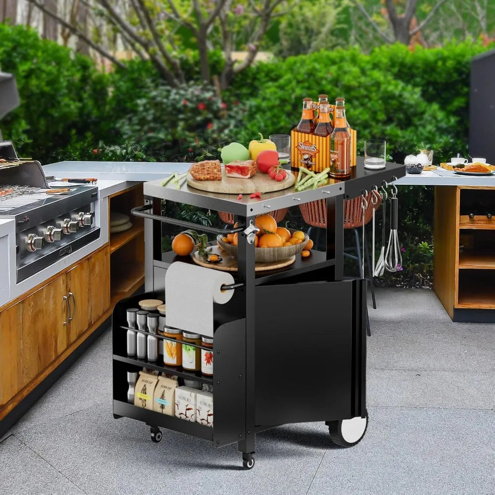 Outdoor Grill Cart With Storage Waterproof Patio Island