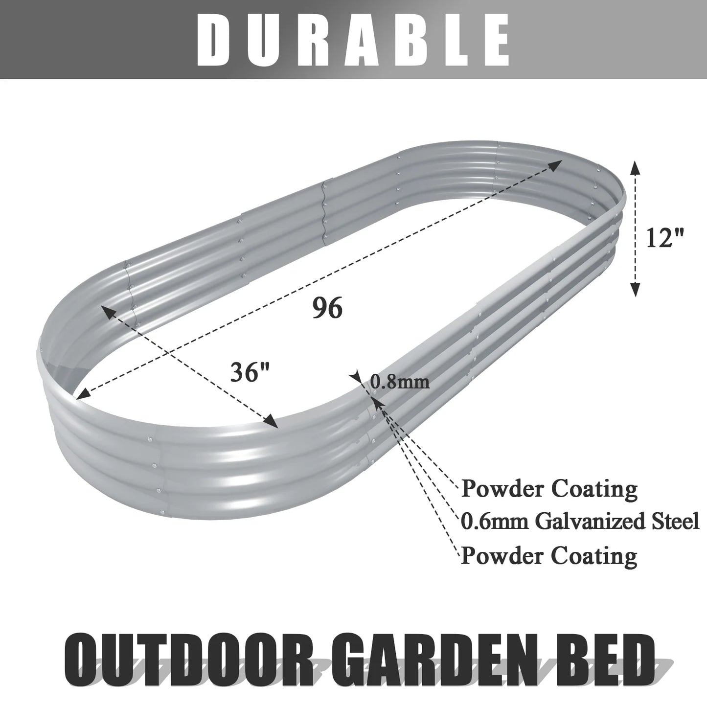 2 Pack 8x3x1Ft Galvanized Raised Garden Bed Large Metal Planter Box Kit Elevated Outdoor Garden Planters