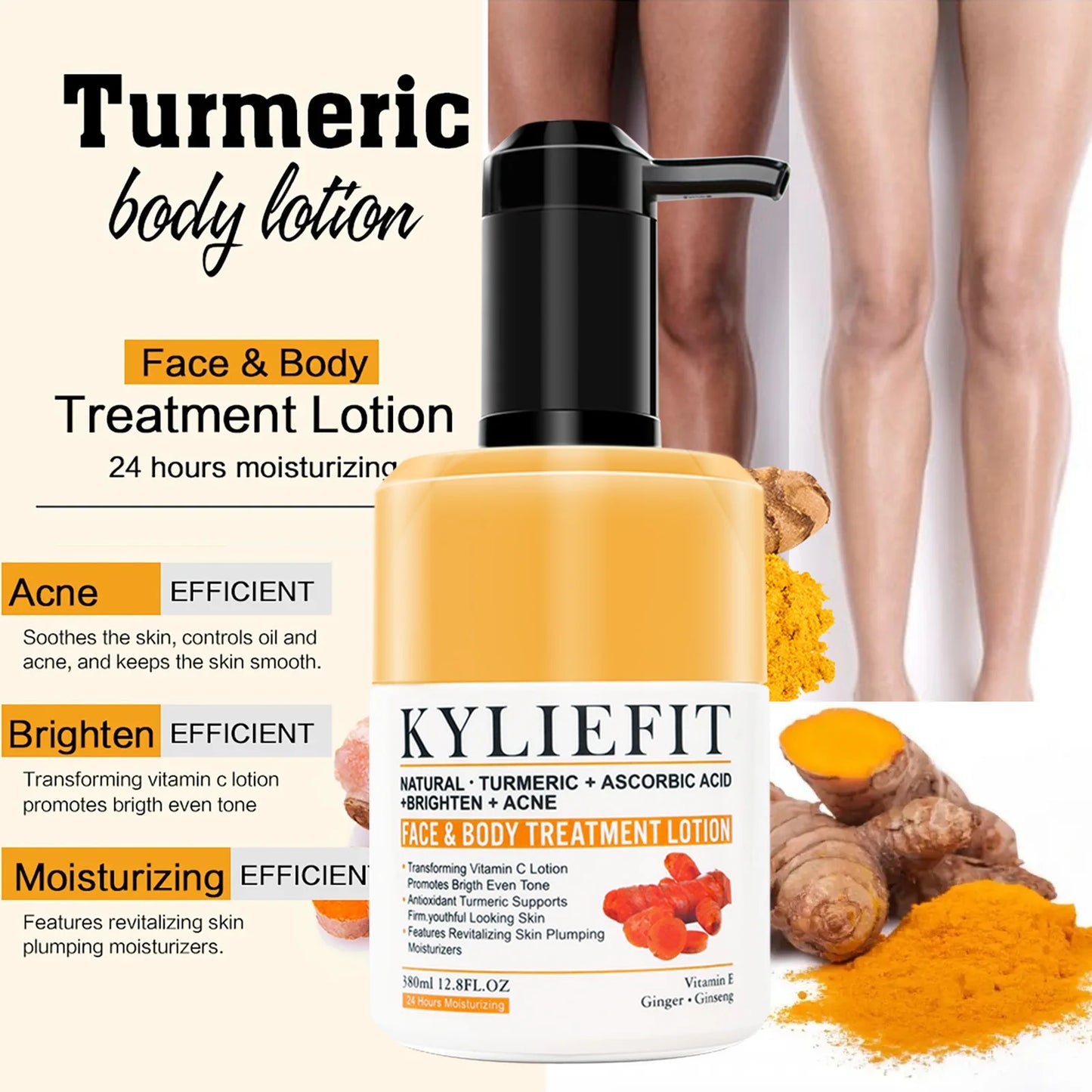 Organic Turmeric Skin Care Kit Brighten Remove Darkness Lighten Hydrate Exfoliate Even Skin Tone for Private Label