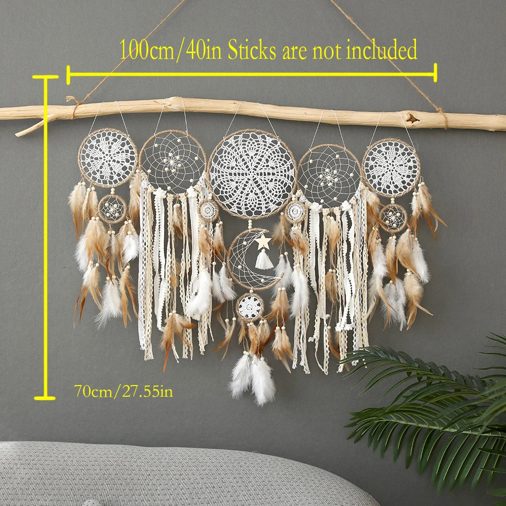 5pcs Bohemian Dreamcatcher Set Large Wall Hanging for Bedroom Wedding Christmas Decor Pretty Decorative Ornaments