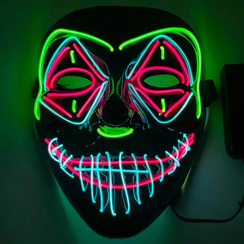 Halloween LED Mask Neon Glow Party Masquerade Mask Glow