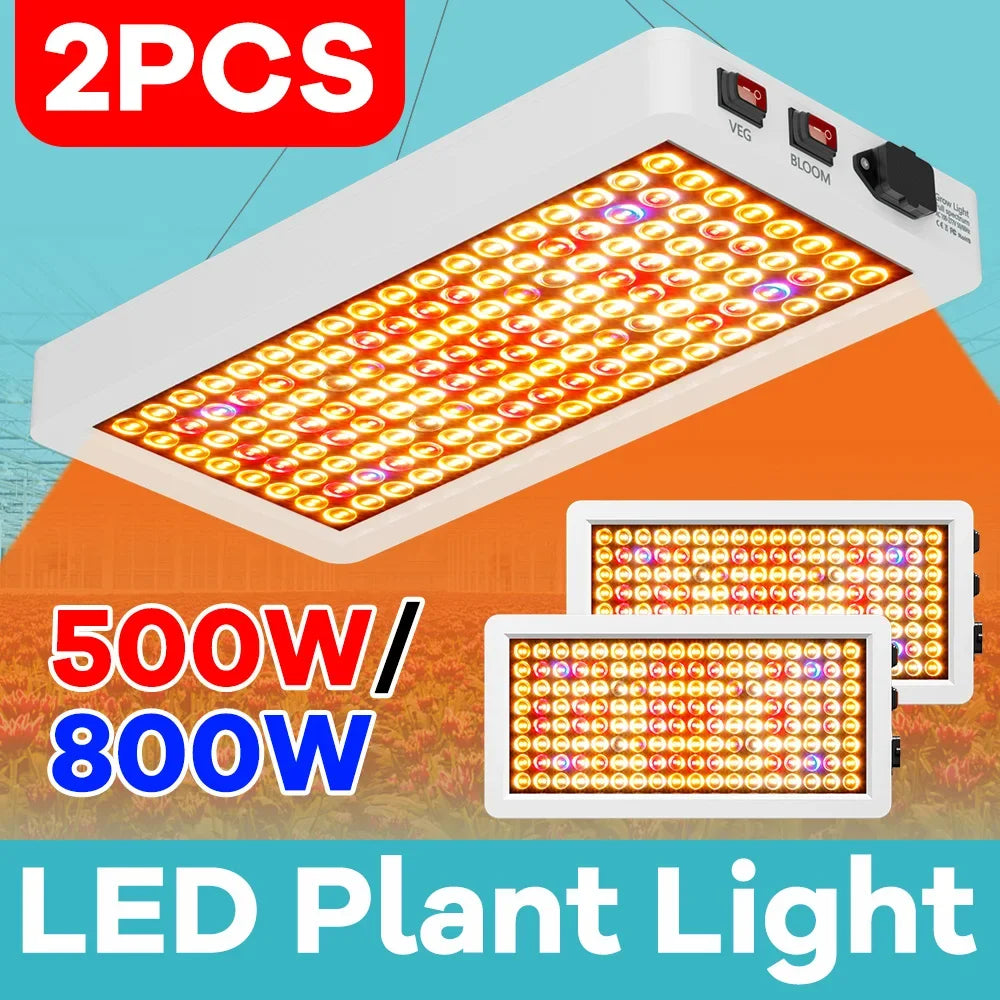 Two Pack 800W LED Grow Lamp Full Spectrum Plant Light 110V