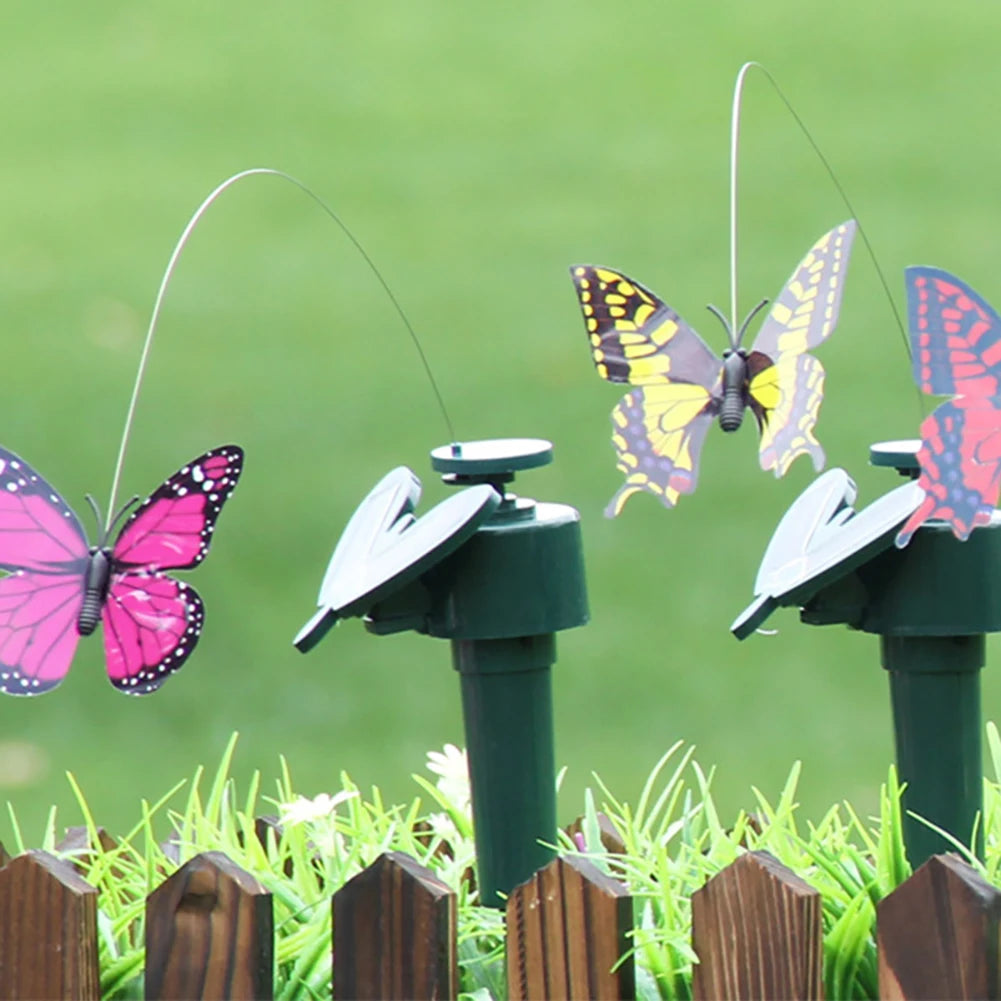 Solar Garden Dancing Ornament Solar Powered Flying Wobble Cute Animal Fluttering Butterfly Ornament Yard Outdoor Lawn Decor