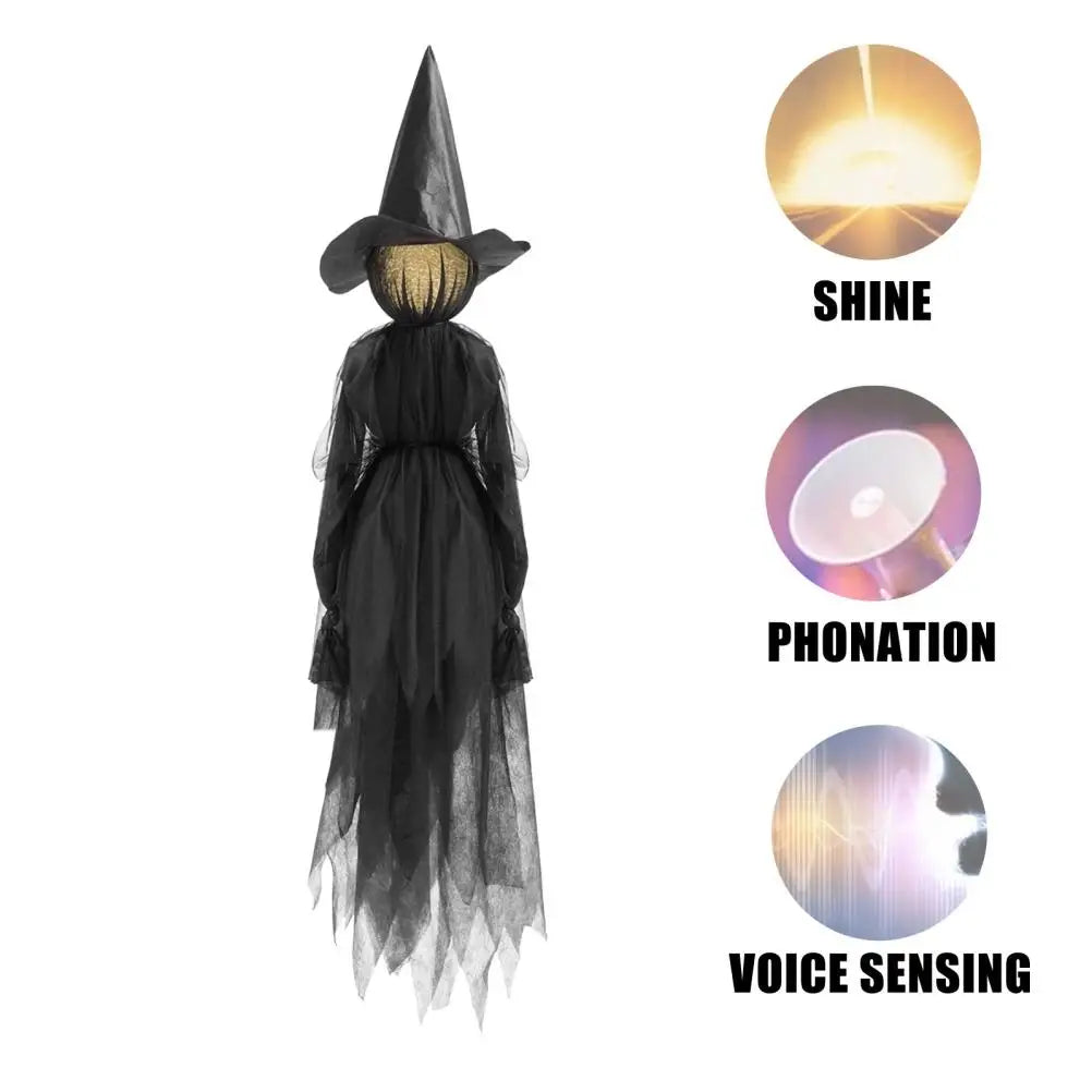Halloween Creepy Witch Wizard With 7 Color LED Lights