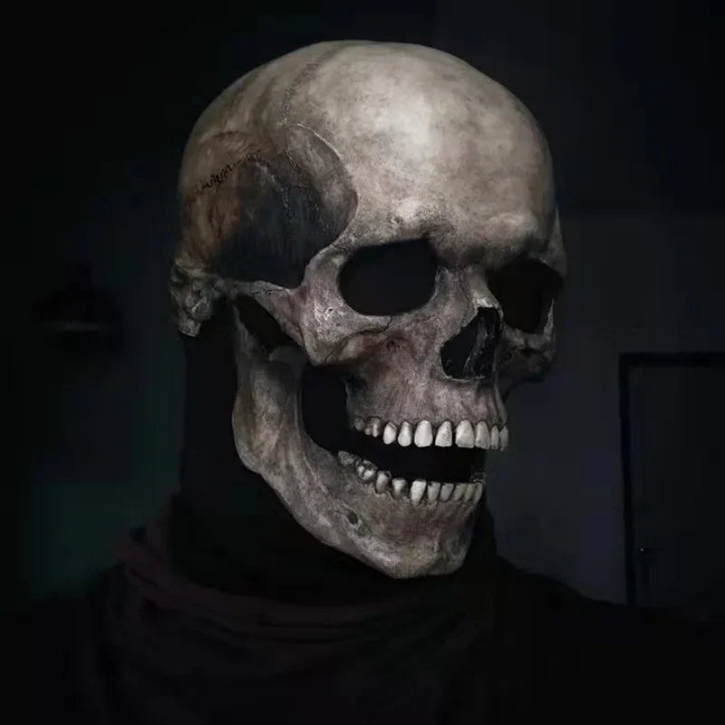 Halloween Full Head Skull Mask Movable Mouth Horror Helmet