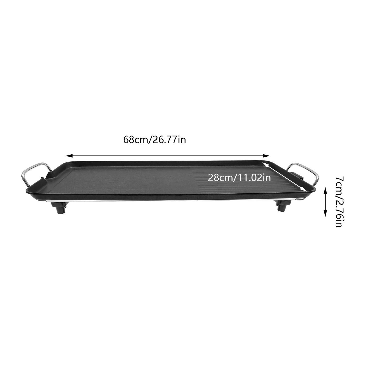 110V Electric Barbecue Grill Aluminum Alloy Non-Stick Grill Plate for Outdoor Camping Backyard 1500W Black 68*28CM