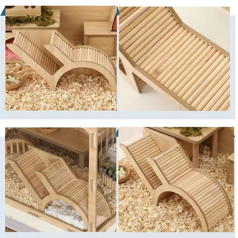 Wooden Hamster Hideouts Hamster Playground Burrow Tunnel Ladder Wooden Small Animals Playpen For Pets Gerbils And Hedgehogs