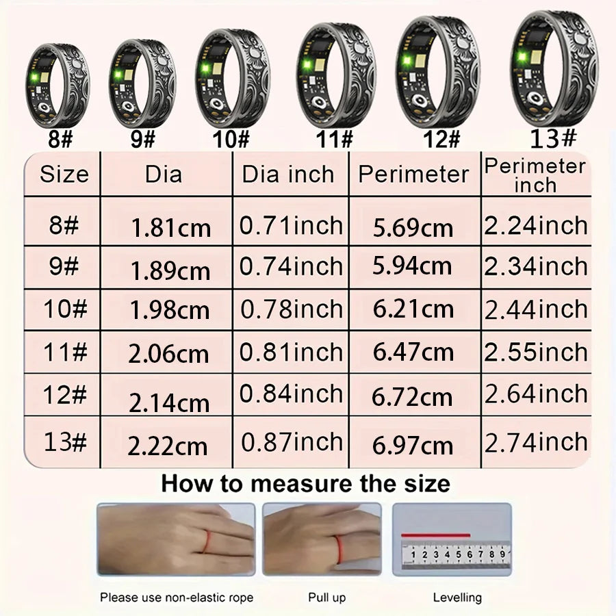 Smart Ring - Fitness Tracker with Sleep Monitor Pedometer 20+ Exercise Modes Waterproof
