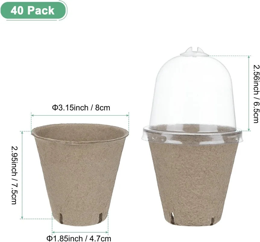 40 Pack Peat Pots 3.15 Inch Round Germination Nursery Pots