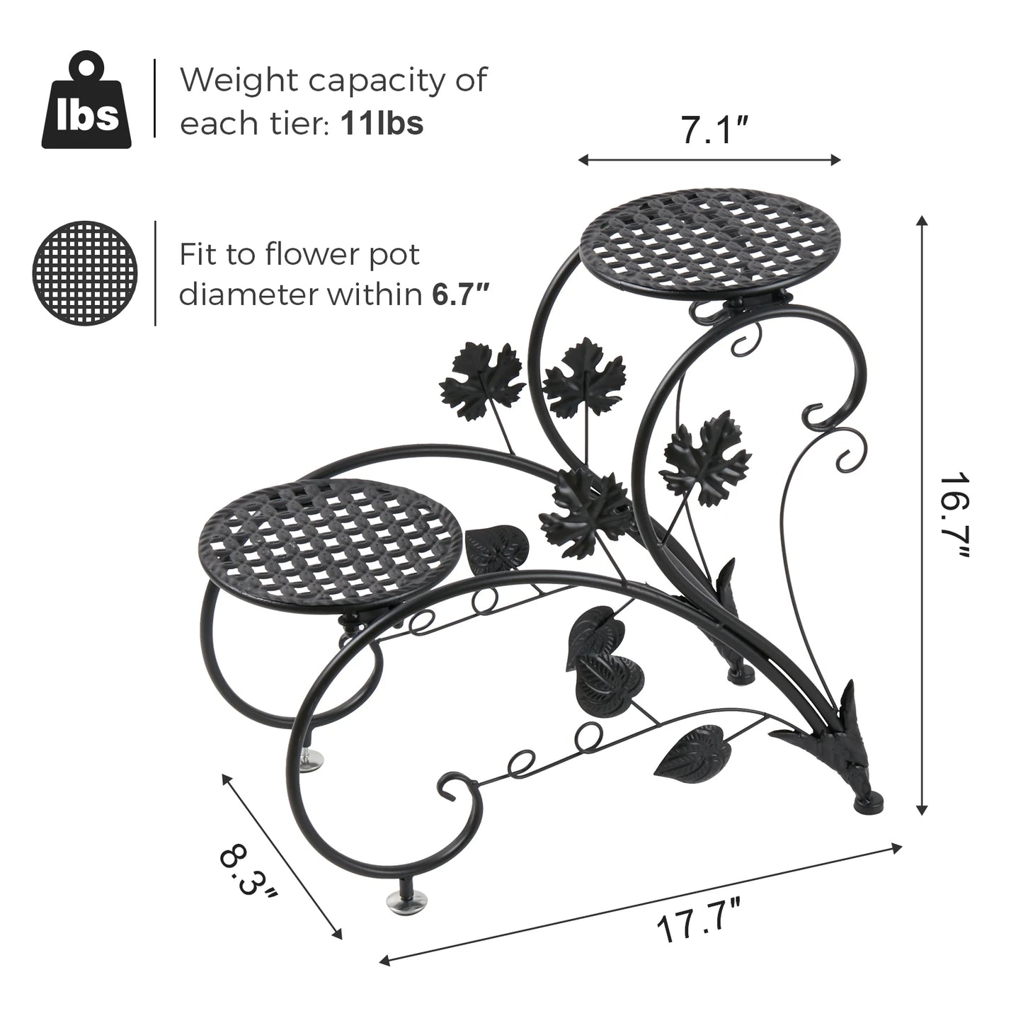 1 Pair of Tall Metal Plant Stands Elegant Iron Flower Pot Holder Rack for Garden Patio Balcony Living Room