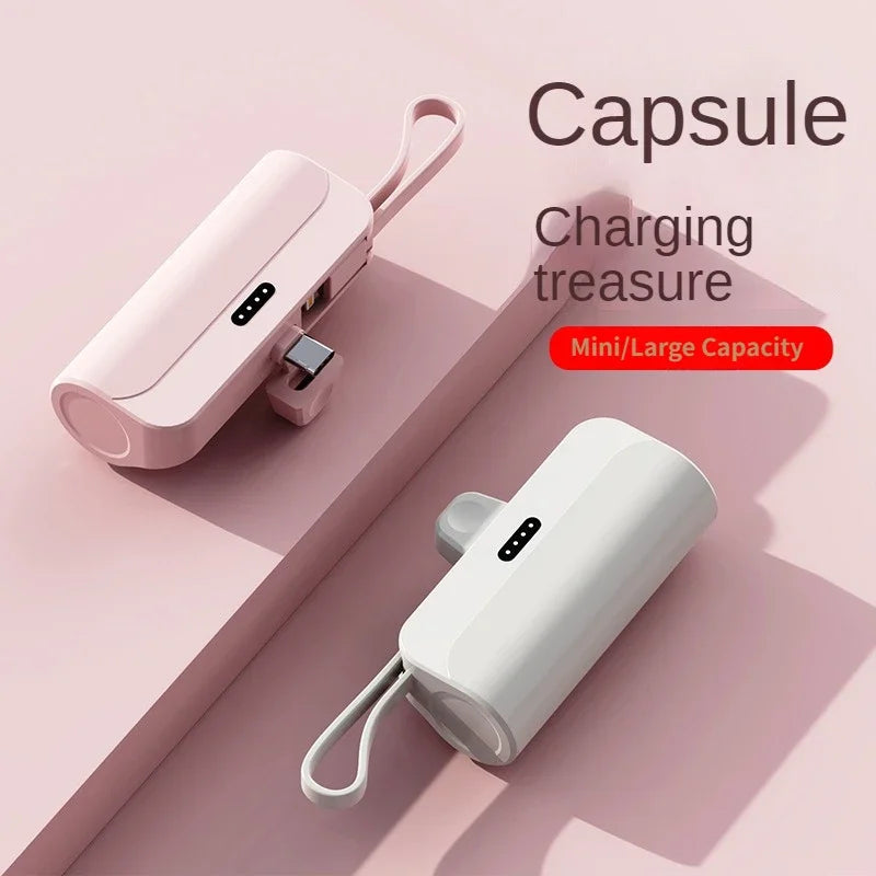 Mini PowerBank External Battery Fast Charger for IPhone Samsung Xiaomi 10000mAh Portable Power Bank Built in Cable Type-C Plug