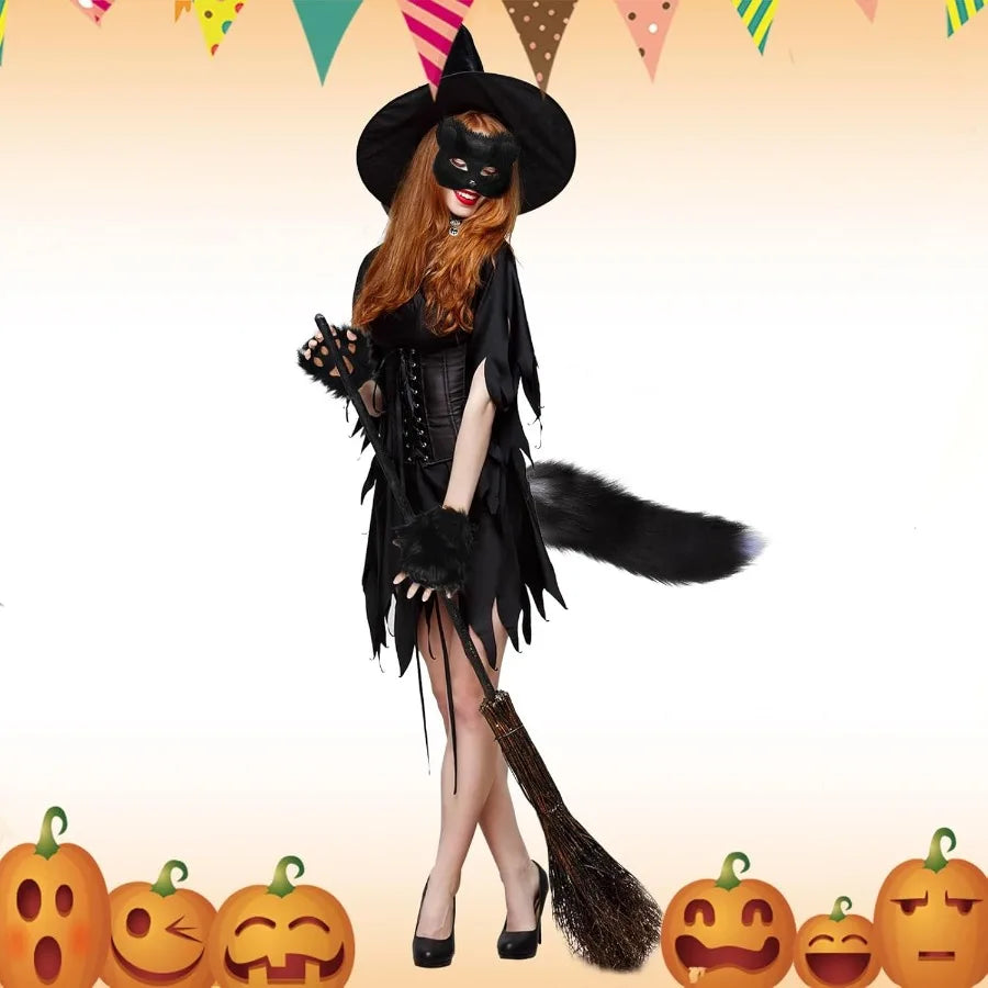 Therian Cat Mask And Tail Set Leather Choker For Girls