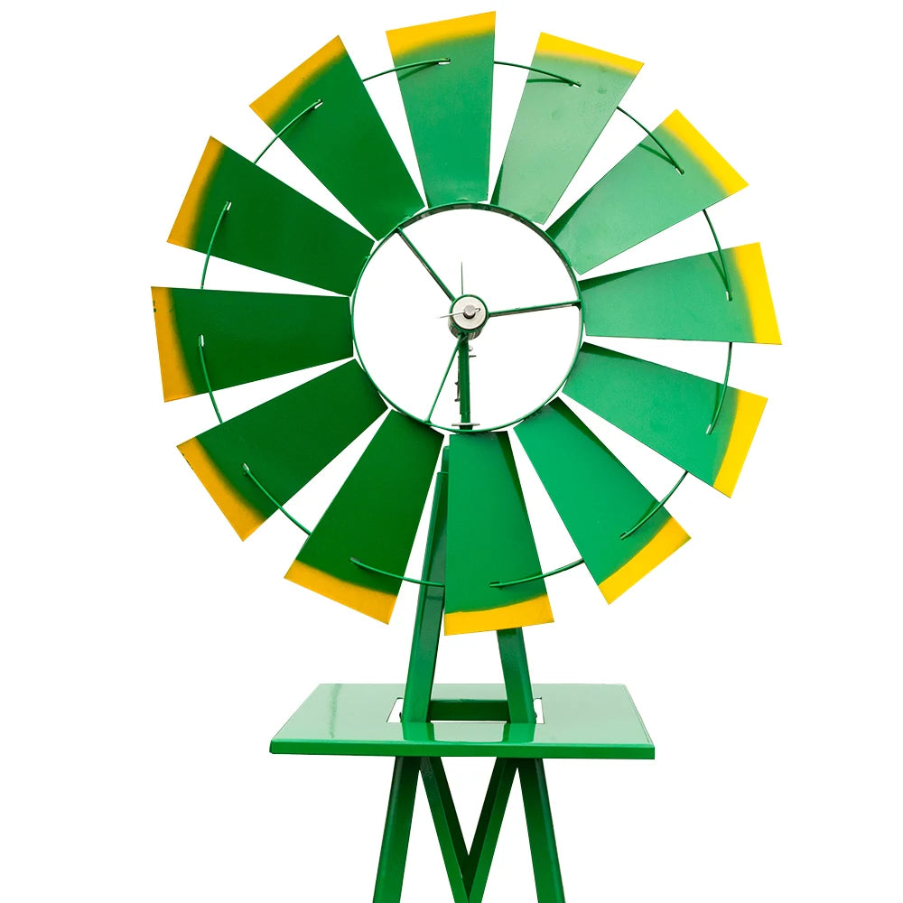 8FT Weather Resistant Garden Windmill Green For Yard Decor