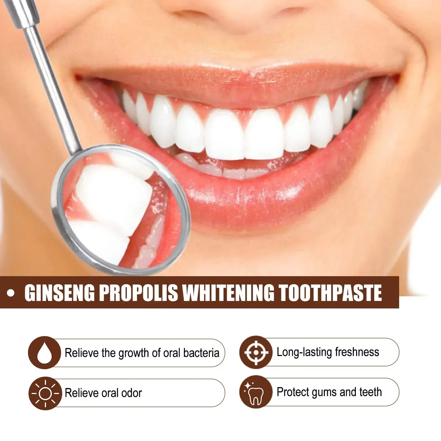 2pcs Ginseng and Propolis Whitening Toothpaste Effectively Reduces Tooth Stains Brightens Cleans and Removes Oral Odor