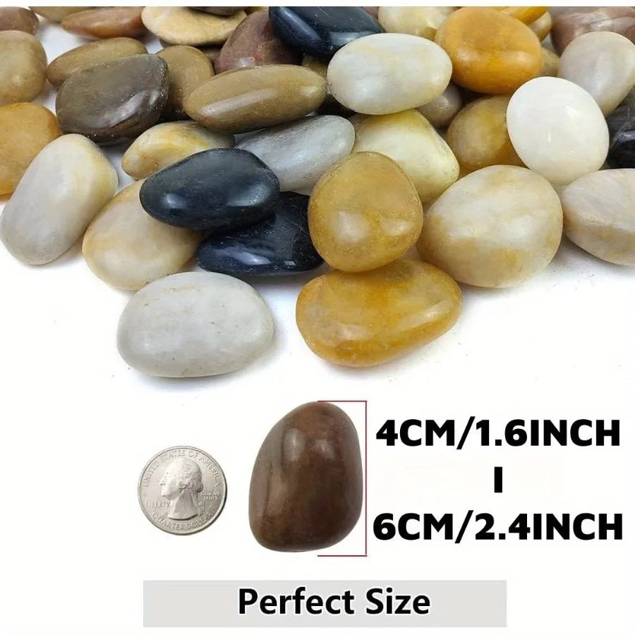 18 Lbs River Rocks Pebbles 1 to 2 Inch Polished Stones