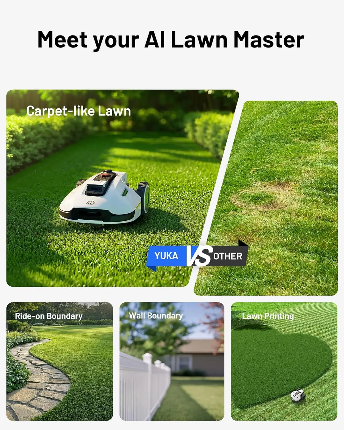1000 Robot Lawn Mower for 0.25 Acre AI Vision App Control