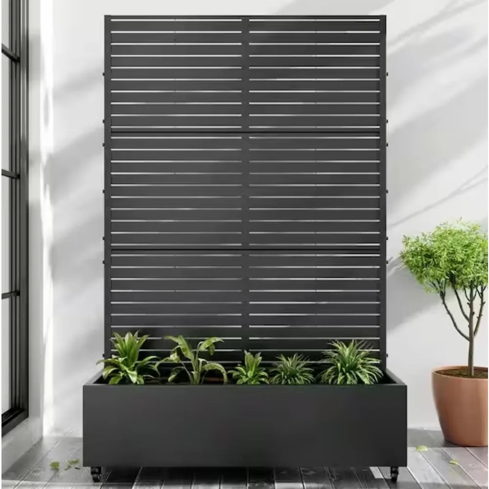 Metal Planter Box With Trellis For Vine Climbing Plants