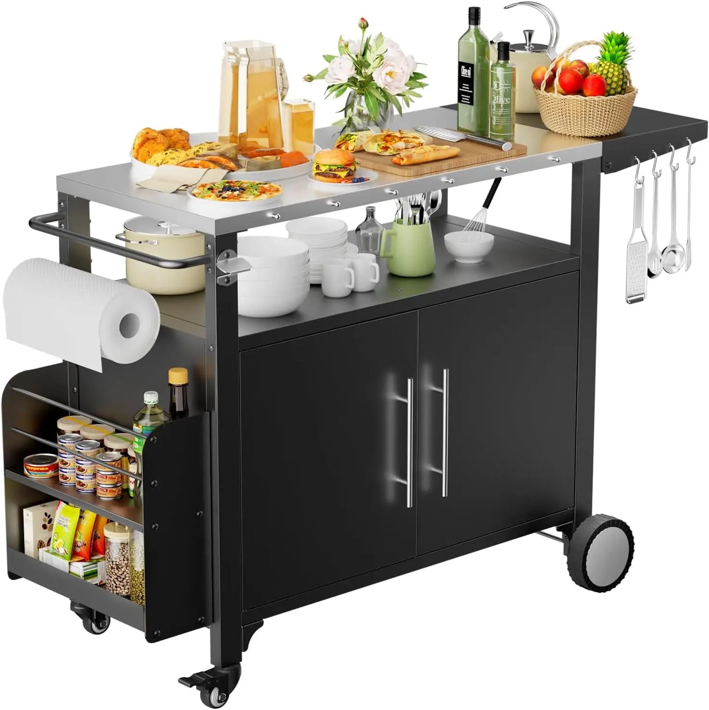 Outdoor Grill Cart With Storage Waterproof Patio Island