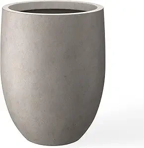 Kante 21.7" H Snow White Concrete Tall Planter, Large Outdoor Indoor Decorative Pot with Drainage Hole and Rubber Plug, Modern R