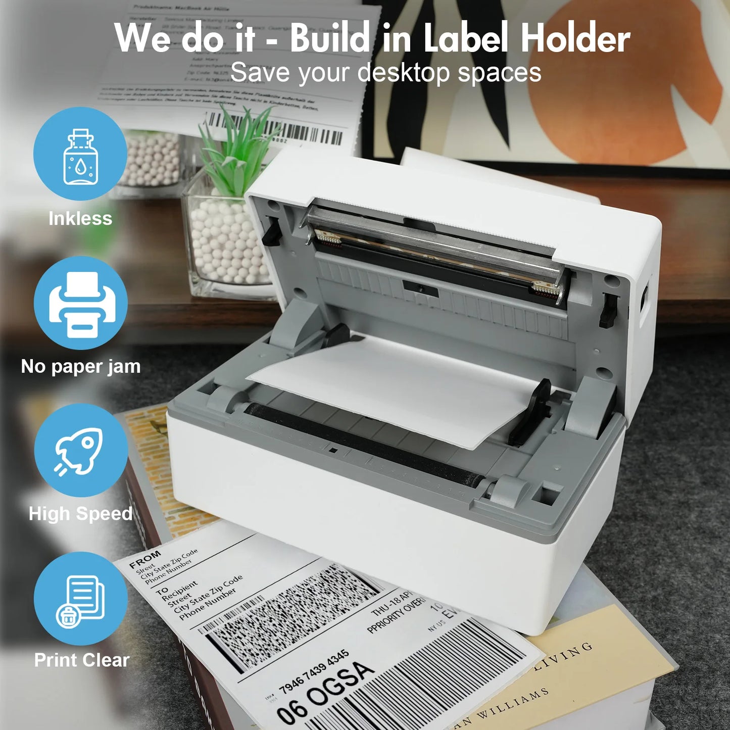 TakeYou Thermal Label Printer Portable 4x6 300DPI WiFi USB