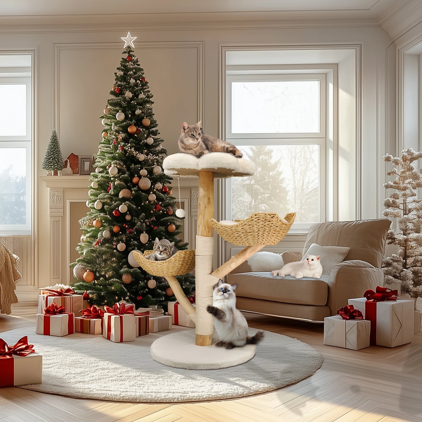 Bingopaw Cat Tree Tower Condo Furniture Scratch Post for Kittens Pet House Play